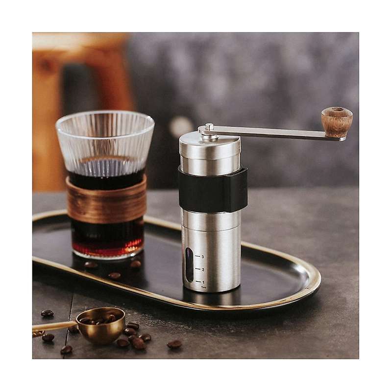 Portable Manual Coffee Grinder - Higher Hardness Conical Ceramic Burrs Stainless Steel Hand with Fi