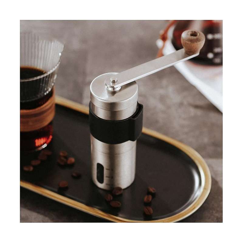 Portable Manual Coffee Grinder - Higher Hardness Conical Ceramic Burrs Stainless Steel Hand with Fi