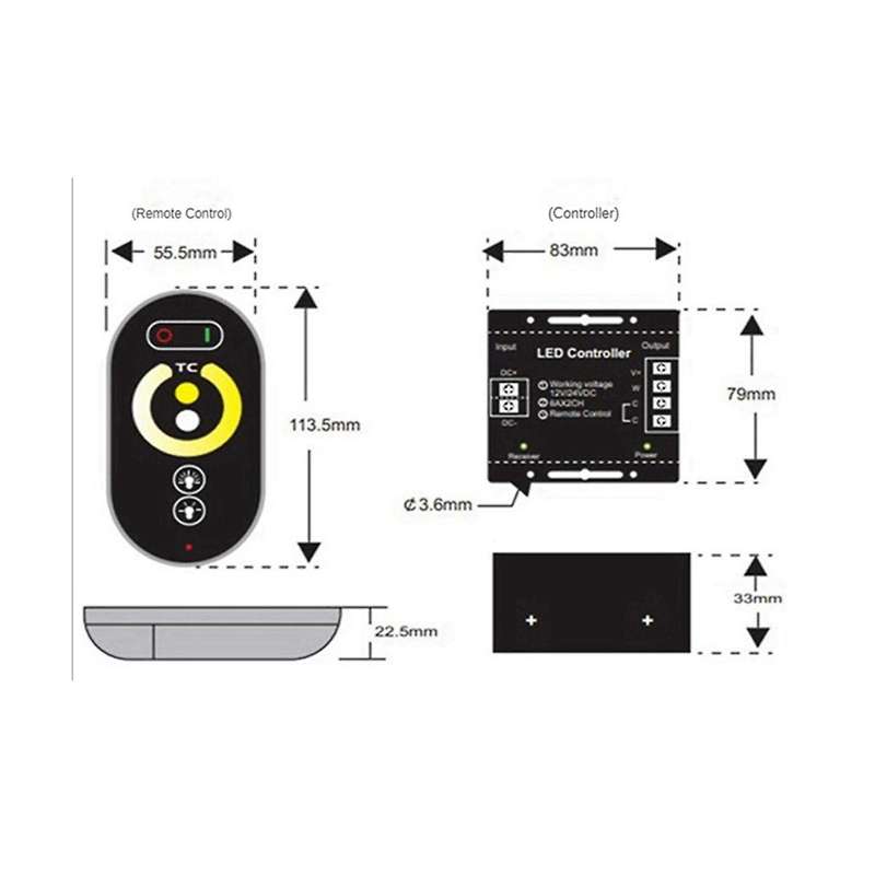 Portable Led Touch Dimming Controller 6 Keys Rf Wireless Remote Control Led Monochrome Strip Light