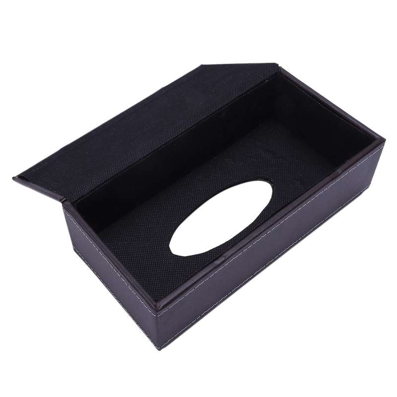 Portable Leather Rectangular Tissue Cover Box Brown