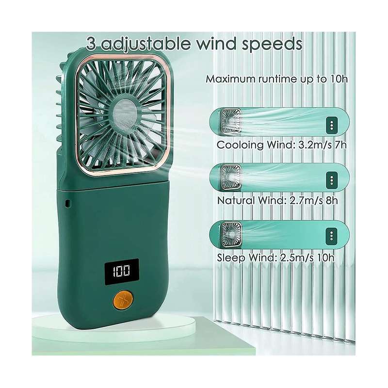 Portable Mini Fan, 3000mah Battery Operated Fan, 3 Speeds Rechargeable Fan, Phone Bracket & Power B