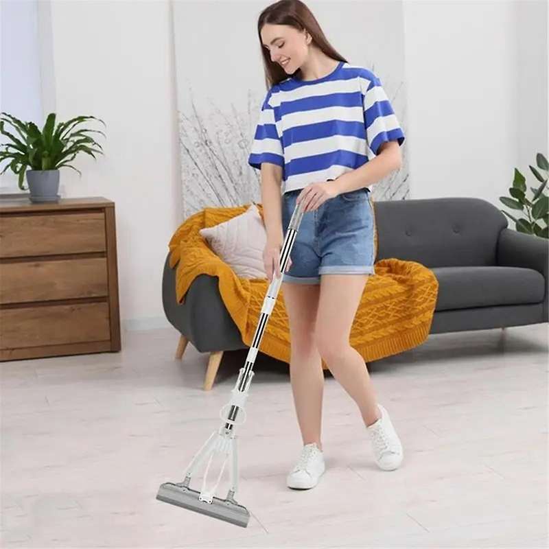 Portable Mini Mop Self-Squeeze Sponge Roller Mop Super Absorbent Roller Mop Wet and Dry Cleaning Too