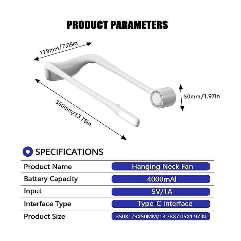 Portable Neck Fan Night Run Personal Fan with Light 4000mah Neck Fans Portable Rechargeable