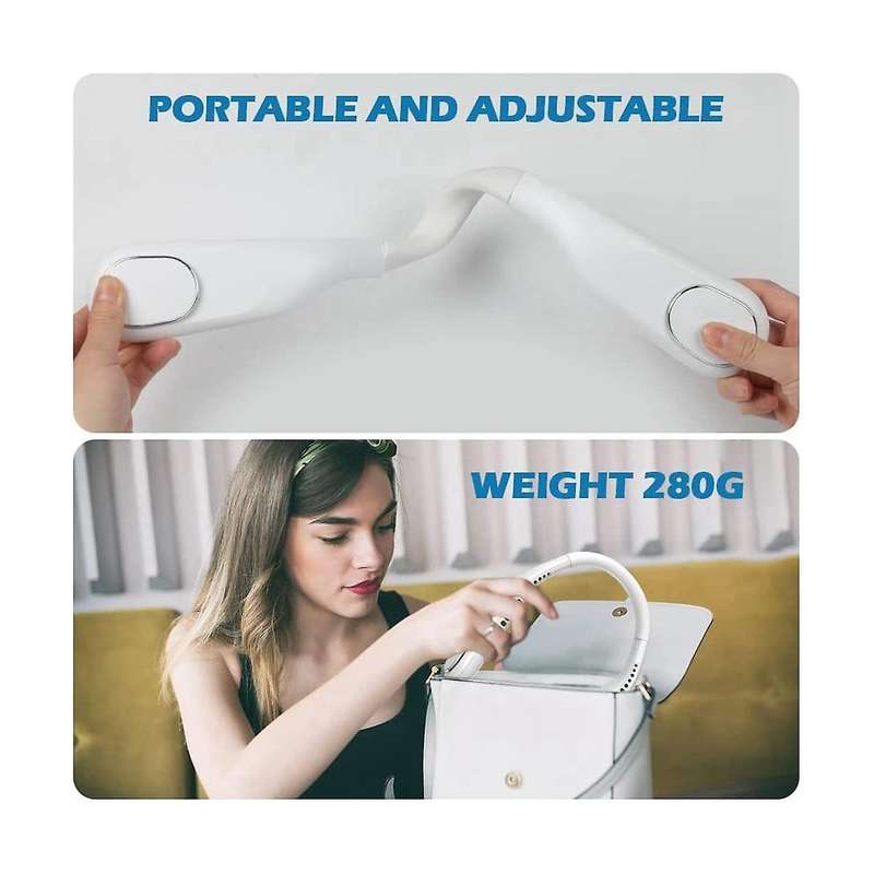 Portable Neck Fan 4000mah Rechargeable Bladeless Hanging Neck Fan 3 Speeds Adjustment 360cooling W