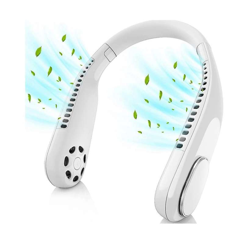 Portable Neck Fan 4000mah Rechargeable Bladeless Hanging Neck Fan 3 Speeds Adjustment 360cooling W