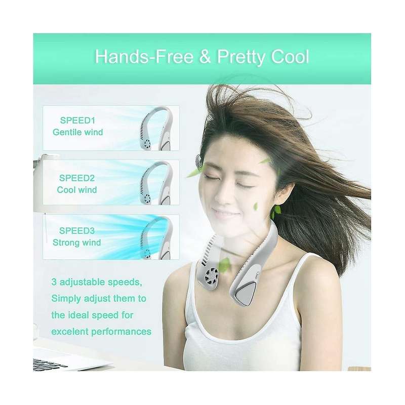 Portable Neck Fan Rechargeable-4000mah 360cooling Leafless Fan with 3 Speeds for Travel Outdoor Su