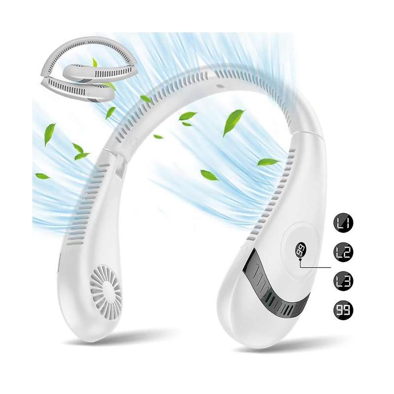 Portable Neck Fan Foldable Led Display 360cooling Fan 5000mah Rechargeable with 3 Speed Personal F