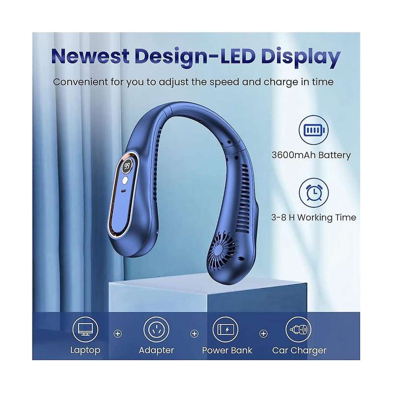 Portable Neck Fan, Newest Bladeless Rechargeable Neck Fans, Usb Powered, Wearable Cooling Fan for I