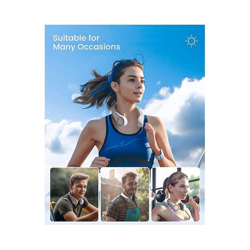 Portable Neck Fan, Rechargeable Hands Free Bladeless Portable Mini Fans, 3 Speeds , Free Adjustment