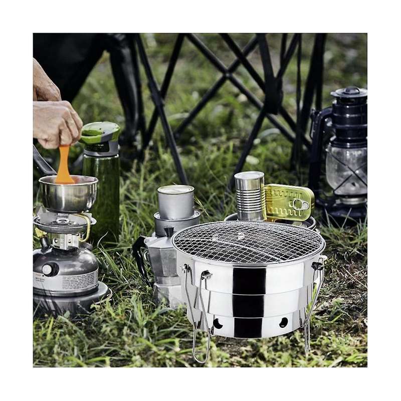 Portable Outdoor Bbq Grill Folding Split Stainless Steel Cooking Supplies Indoor Camping Picnic Cha