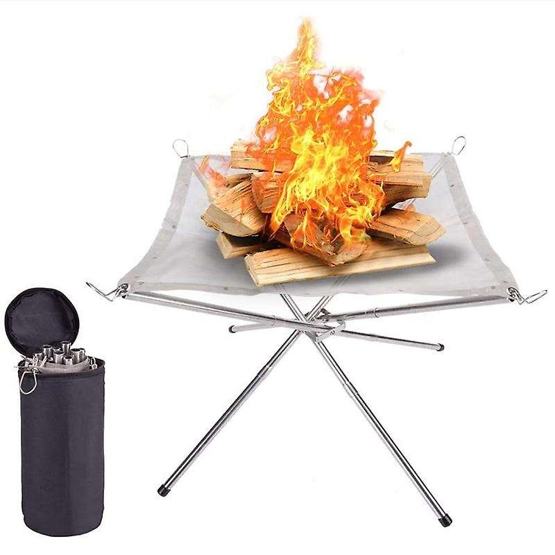 Portable Outdoor Bonfire Campfire Pit Camping Wood Stove Stand Frame Fire Rack Stainless Steel Folda