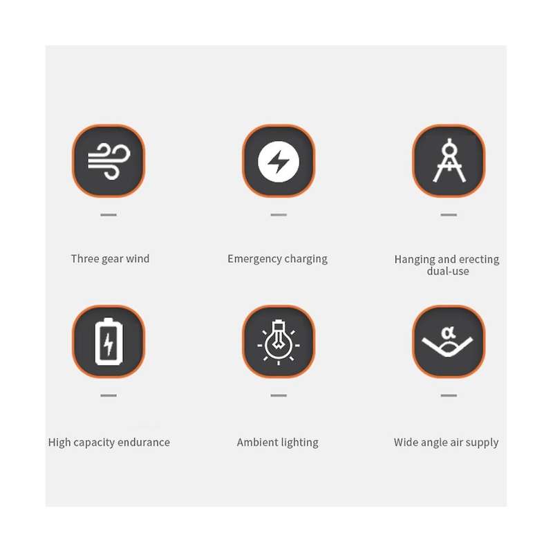 Portable Outdoor Camping Fan Multifunction Ceiling Fan Usb Chargeable Desk Tripod Stand Air Cooling
