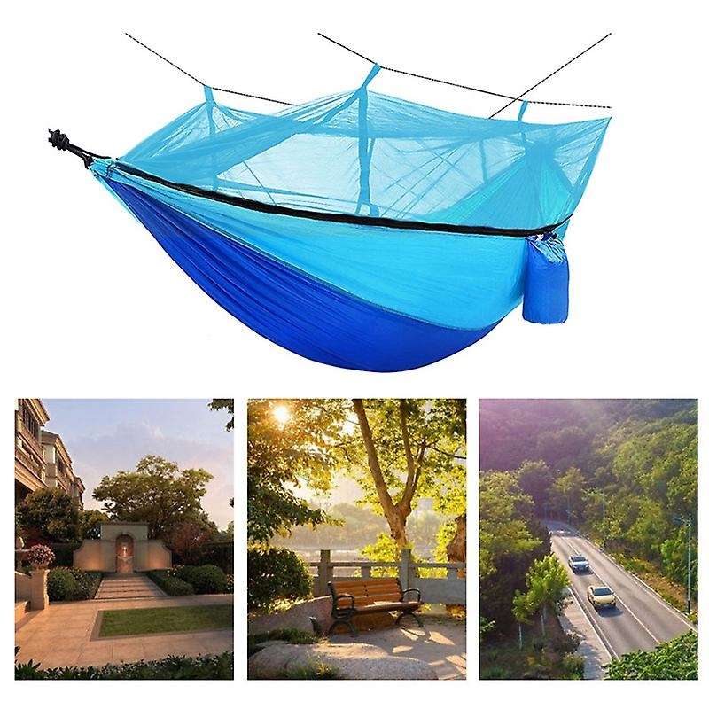 Portable Outdoor Camping Hammock with Mosquito Net 1-2 Person Hanging Bed Parachute Fabric Sleep Swi