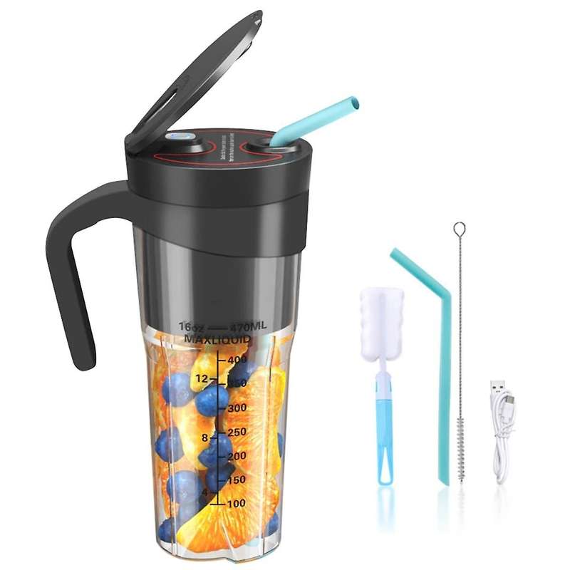 Portable Personal Blender for Shakes and Smoothies Blender with 6 Blades USB Rechargeable Handle an