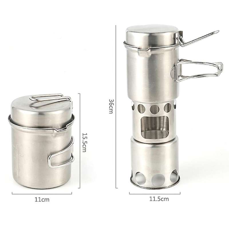 Portable Outdoor Camping Wood Stove Pot Set Stove Sub Outdoor Picnic Folding Hiking Travel Firewood