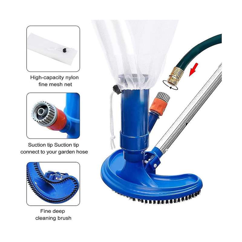 Portable Pool Vacuum for Above Ground Pool with Brushes and Bag, for Spa Hot Tub,inflatable Pools&f
