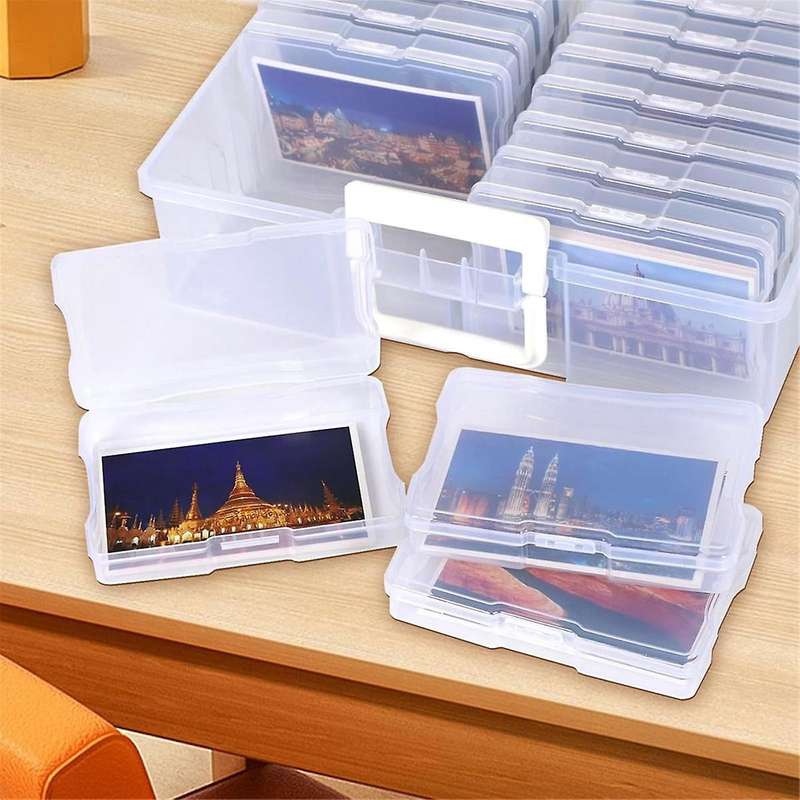 Portable Photo Storage Boxes,with 16 Interior Compartments,Capacity Up to 1600 4X6 Inch Photos,for