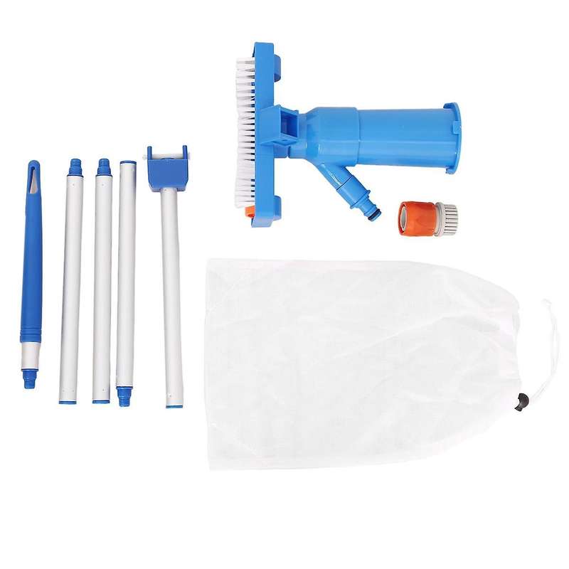 Portable Pool Vacuum Jet Underwater Cleaner Set with Brush & Pole, Attach to Garden Hose