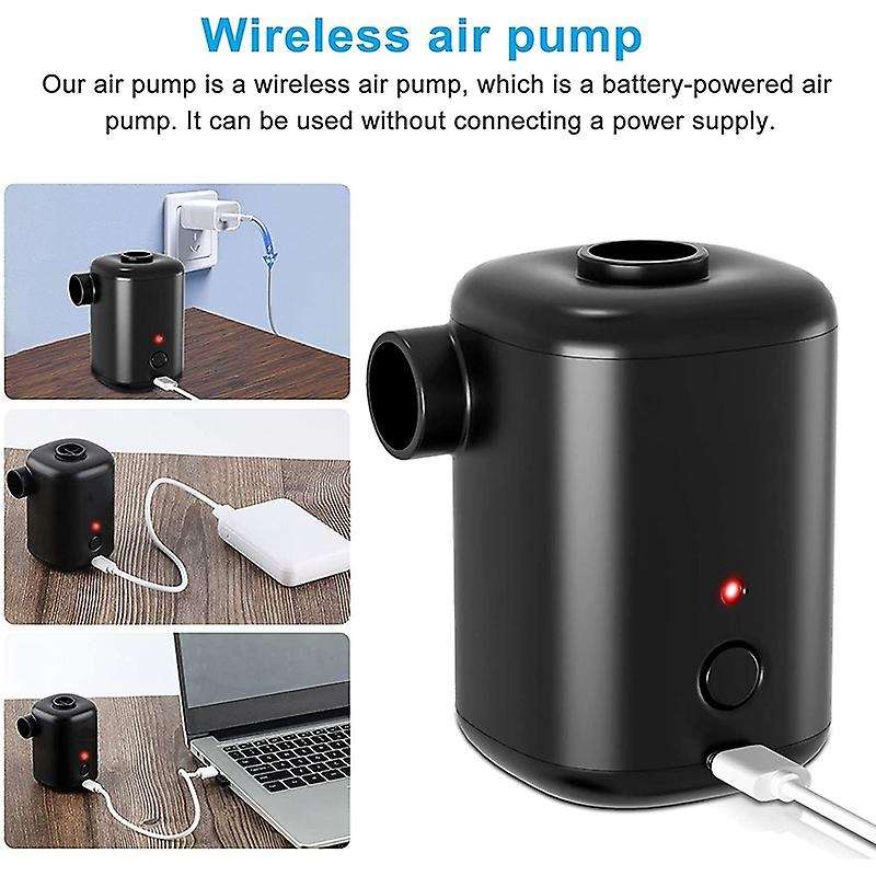 Portable Quick-Fill Rechargeable Air Pump, with 4 Nozzles for Air Mattress/ Swimming Rings/ Pool Flo