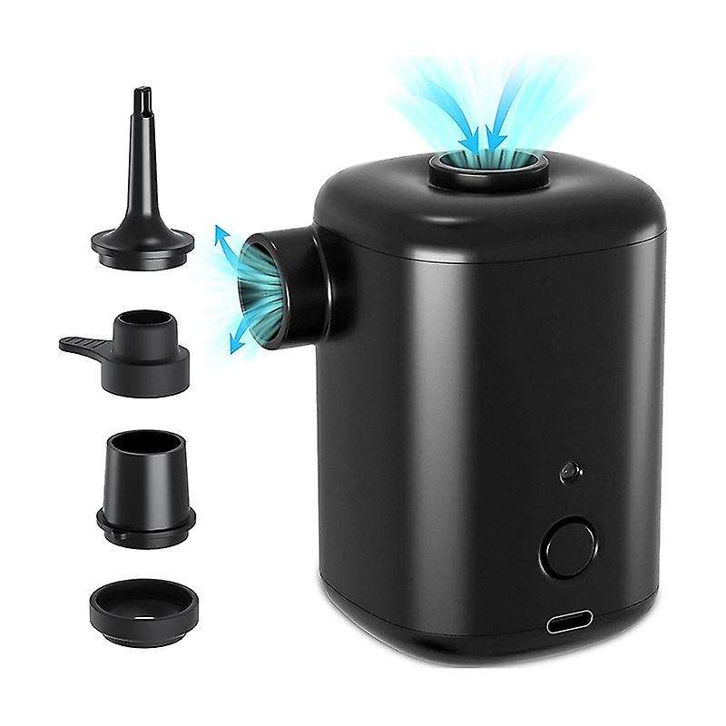 Portable Quick-Fill Rechargeable Air Pump, with 4 Nozzles for Air Mattress/ Swimming Rings/ Pool Flo