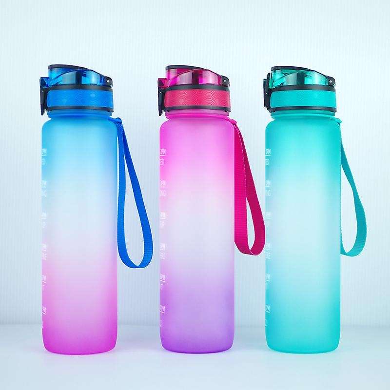 Portable Sports Water Bottle with Time Marker & Straw Large Capacity Water Bottle for Fitness Runnin