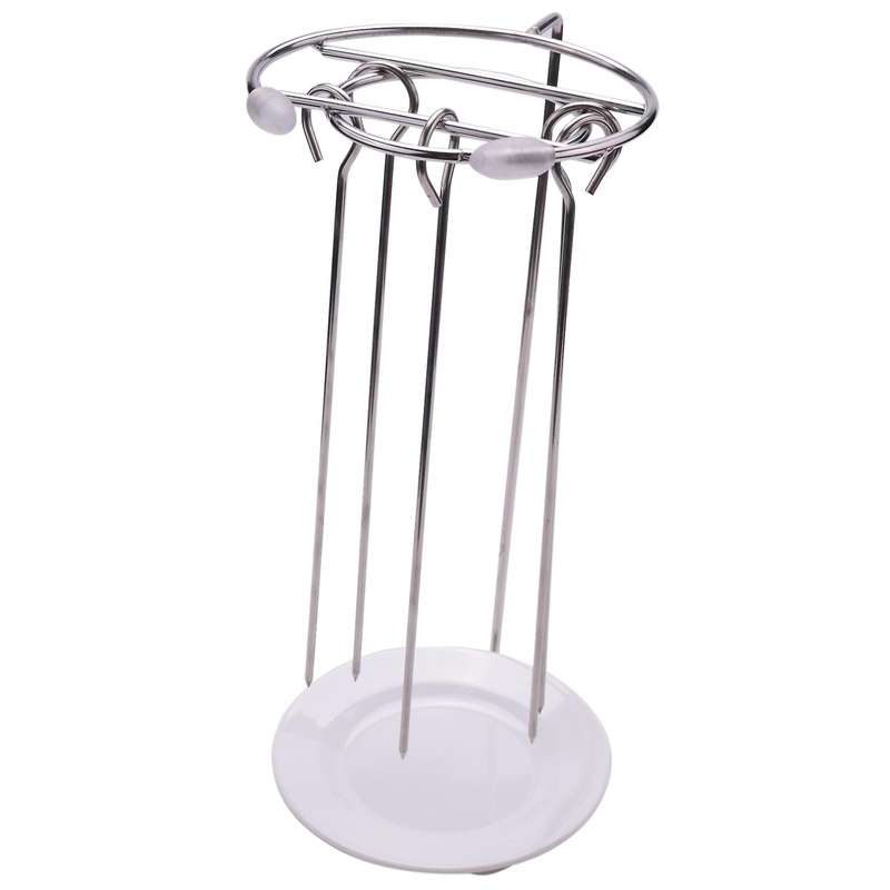Portable Stainless Steel BBQ Skewers Needle with Rack Holder Grill for Camping