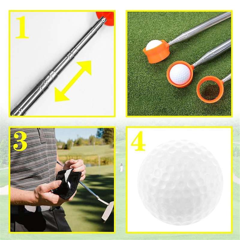 Portable Stainless Steel Non-Slip Handle Retractable Golf Ball Pick-Up Tool