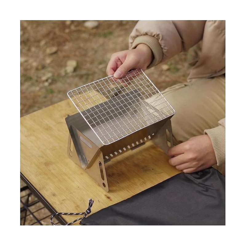 Portable Stainless Steel Camping Stove Ultralight Backpacking Stove Charcoal Barbecue Grill Wood Bur