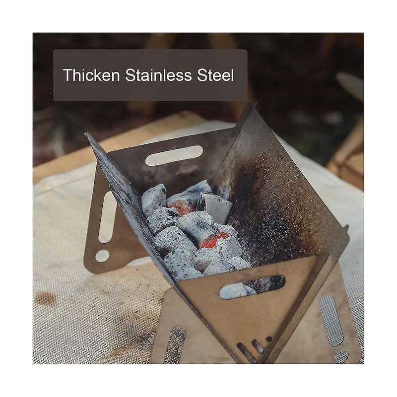 Portable Stainless Steel Camping Stove Ultralight Backpacking Stove Charcoal Barbecue Grill Wood Bur