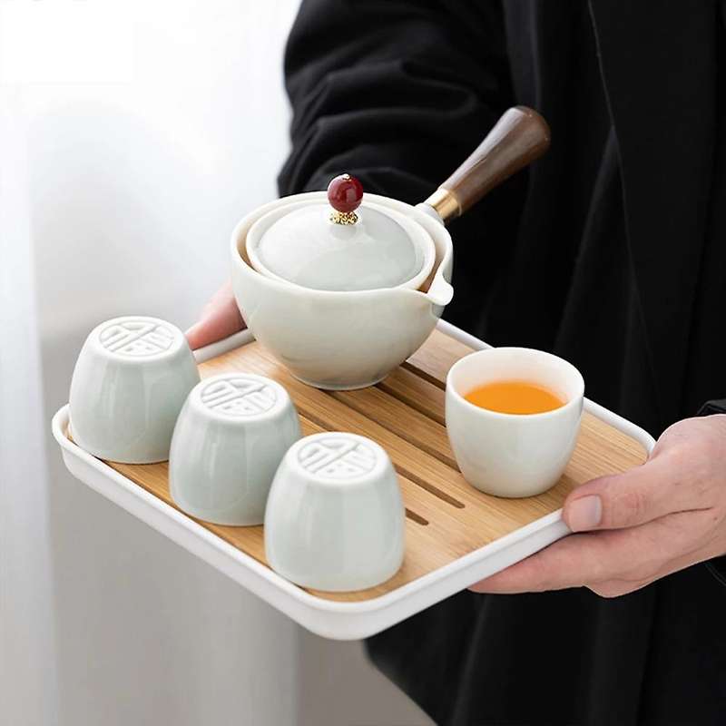 Portable Tea Making Teaware Sets Chinese Tea Ceremony Gift 360 Automatic Spinning Tea Set Lazy Tea S
