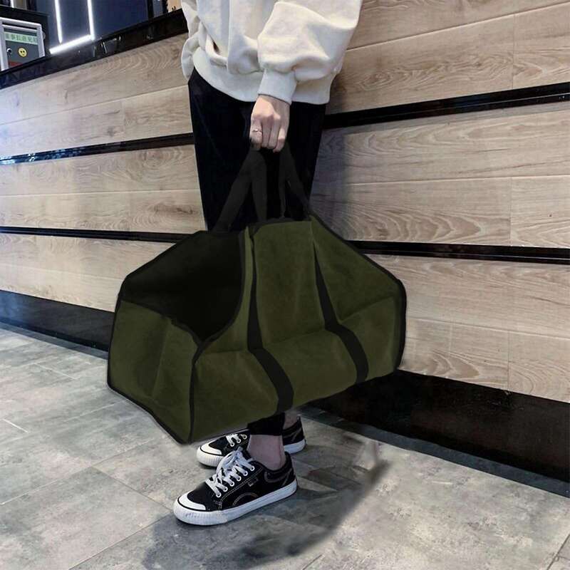 Portable Storage Bag Waterproof Canvas Log Storage Bag Wood Firewood Bag Log Carrier Durable Storage