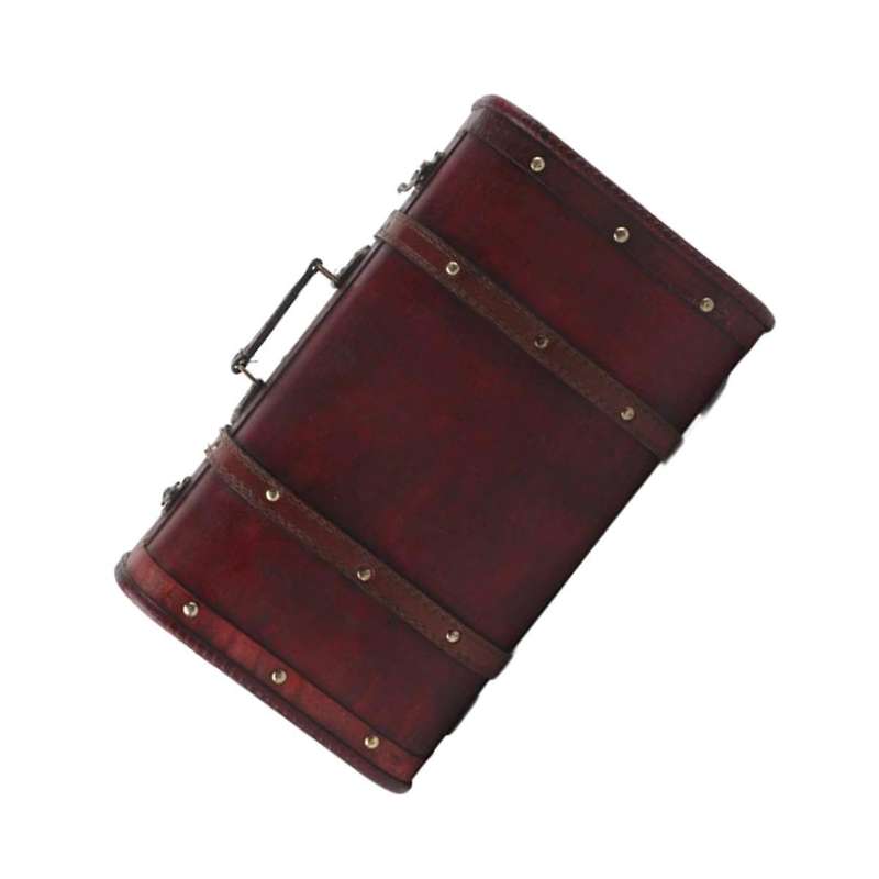 Portable Vintage Wooden Decorative Suitcase Antique Wooden Case Photography Props Craft Decoration