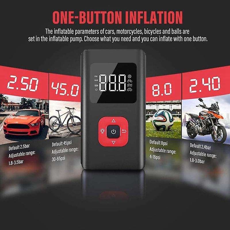 Portable Tire Inflator Car Air Pump Compressor Electric Tire Pressure Tester with Wireless Reverse C