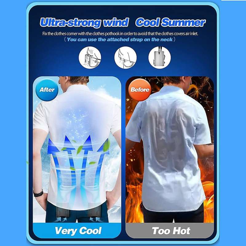 Portable Waist Clip Fan/necklace Fan 12000mah Over 24h Long Working Time,strong ,cooling Fan Hand F