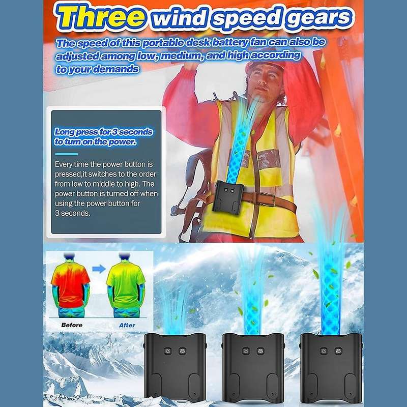 Portable Waist Clip Fan/necklace Fan 12000mah Over 24h Long Working Time,strong ,cooling Fan Hand F
