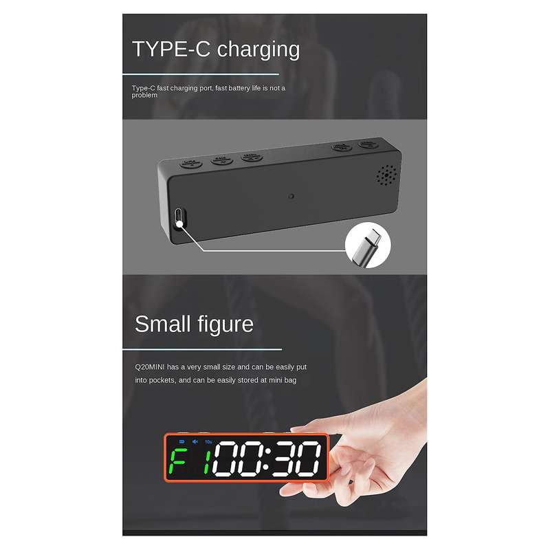 Portable Workout Timer, Gym Timer with Rechargeable and Built-in Magnetic Spine,LED Interval Timer f