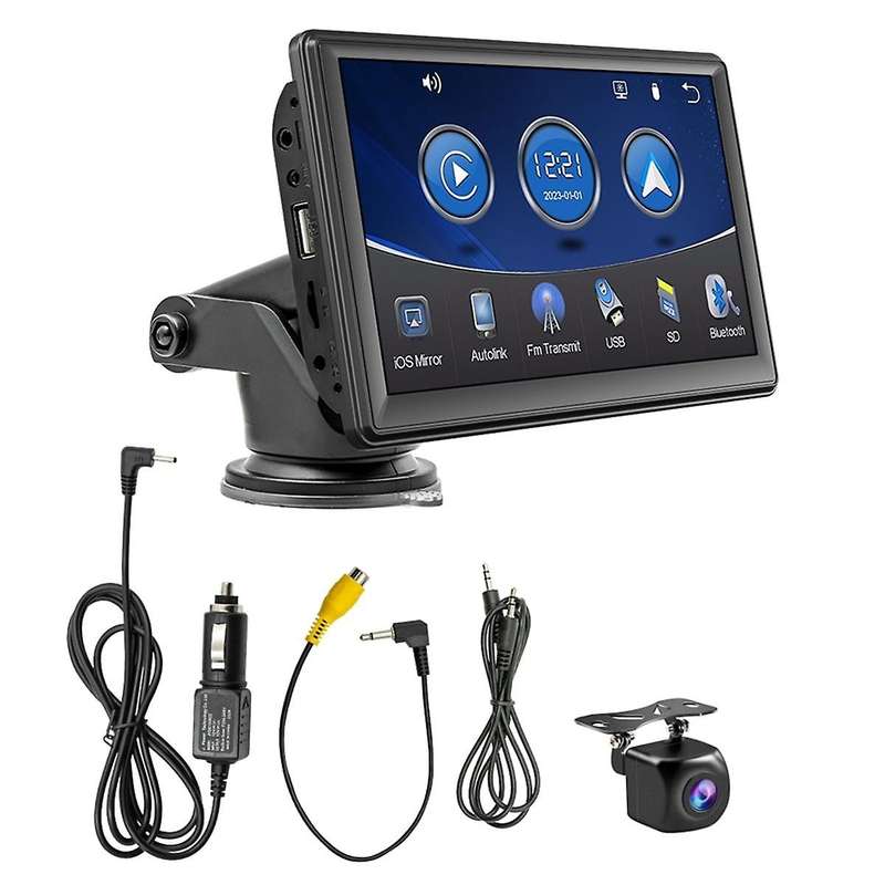 Portable Wireless Carplay&Android Auto Screen Dash Mount, 7Inch Touch Screen Display, Car Stereo Bl