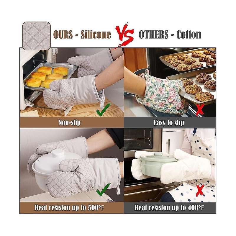 Pot Holders and Oven Mitts Heat Resistant 4 Piecethick Cotton Anti- Oven Mitts Kitchen Hot Pads For