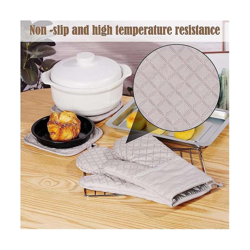 Pot Holders and Oven Mitts Heat Resistant 4 Piecethick Cotton Anti- Oven Mitts Kitchen Hot Pads For