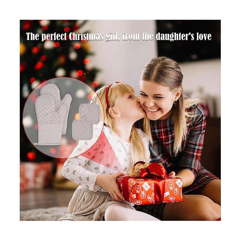 Pot Holders and Oven Mitts Heat Resistant 4 Piecethick Cotton Anti- Oven Mitts Kitchen Hot Pads For