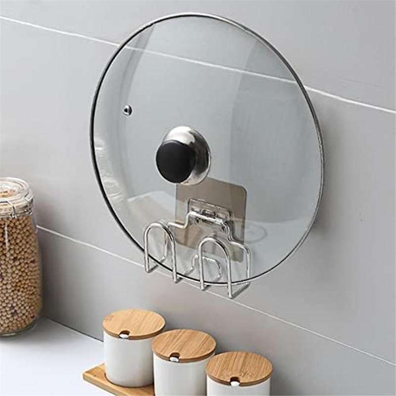 Pot Lid Organizer Rack,Kitchen Wall Pot Lid Holder Hole Cutting Boards Drying Rack for Home Apartmen