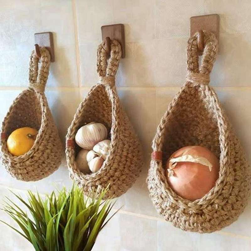 Potato and Onion Storage Basket for Pantry Boho Kitchen Decor Bohemian Hanging Fruit Baskets for K