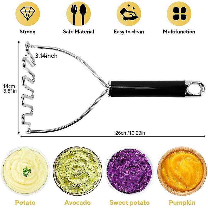 Potato Masher Stainless Steel, Mashed Potatoes Masher, Best Masher Kitchen Tool for Bean, Avocado(s