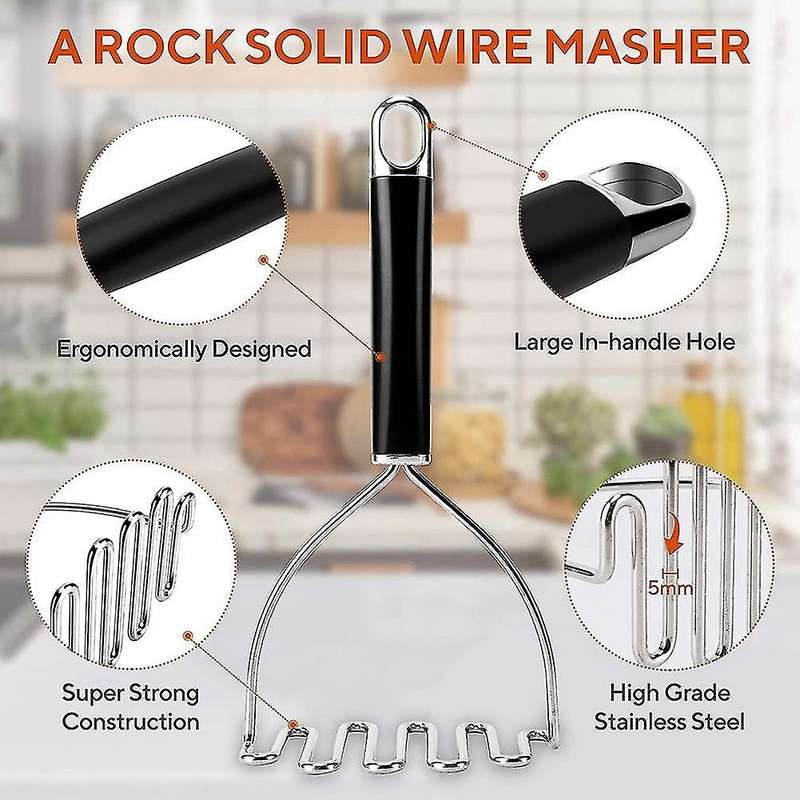 Potato Masher Stainless Steel, Mashed Potatoes Masher, Best Masher Kitchen Tool for Bean, Avocado(s