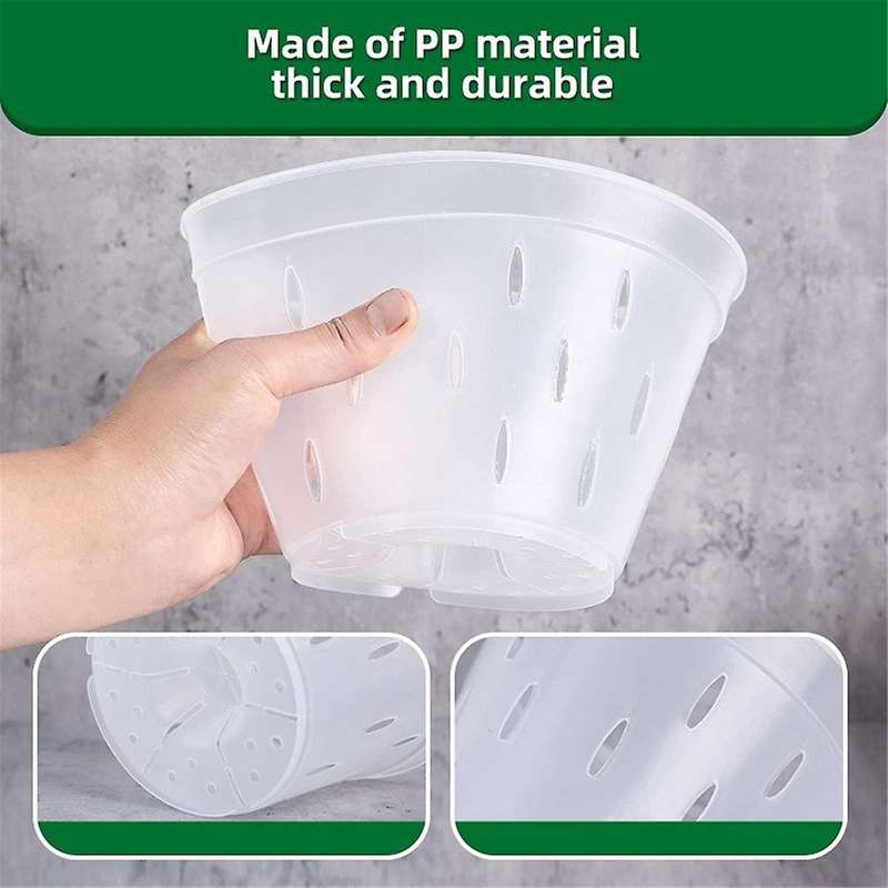 Pots- 7 Inch- 5 Pots and Saucers, Pots with Holes and Clear Plastic Pots for Repotting