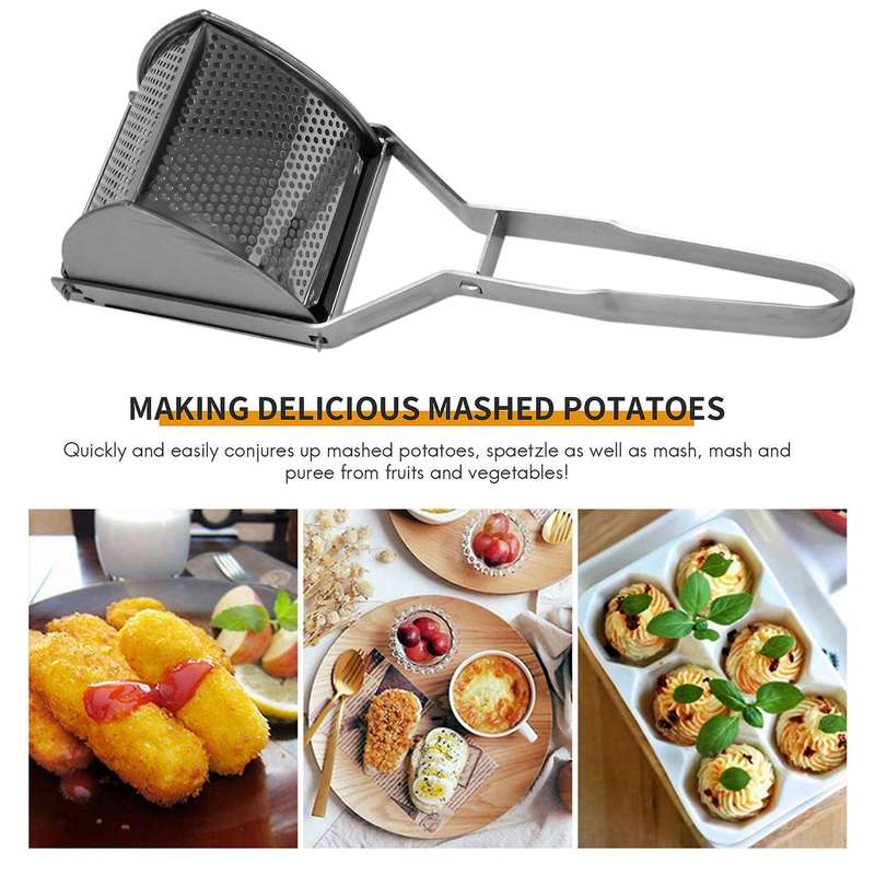 Potato Press Made Of Stainless Steel, Spaetzle Press, Spaghetti Ice Press, Potato Masher, Length 30