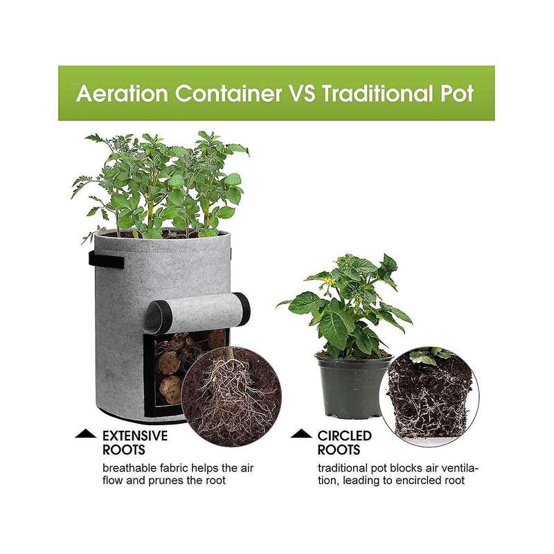 Potato Planting Bag with Lid 10 Gallons 4-piece Flowerpot with Handle and Harvest Window, Suitable
