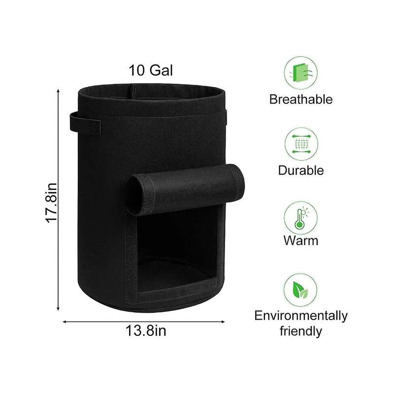Potato Planting Bag with Lid 10 Gallons 4-piece Flowerpot with Handle and Harvest Window, Suitable