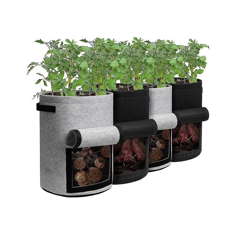 Potato Planting Bag with Lid 10 Gallons 4-piece Flowerpot with Handle and Harvest Window, Suitable