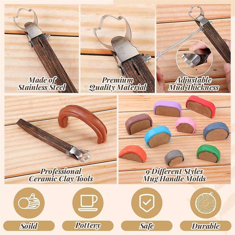 Pottery Handle Making Tool with 9 Pcs Mug Handle Mold Adjustable Clay Pottery Tools Ceramic Tools Po